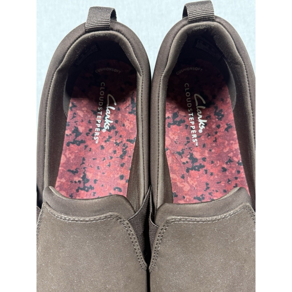 Clarks Cloudsteppers Loafers Women 11‎ Slip On Brown Faux Leather Comfort Shoes - Picture 4 of 10